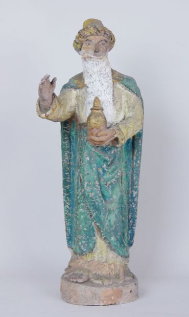 null Marguerite COUSINET (1886- 1970)

The Magus King 

Sculpture in polychrome terra...