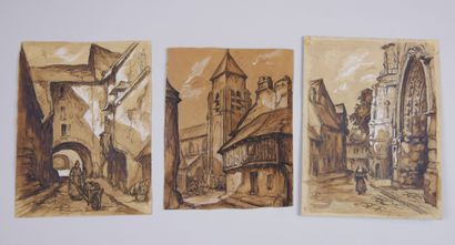 null Thecle ROPERT (1894-1950) 

Architectures. Rouen ? 

Lot of 15 drawings in ink,...