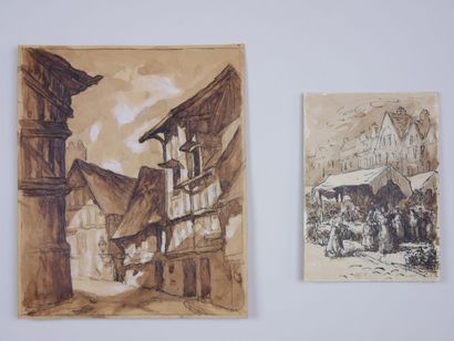 null Thècle ROPERT (1894-1950) 

Beauvais

Lot de 18 dessins à l'encre, crayon noir...
