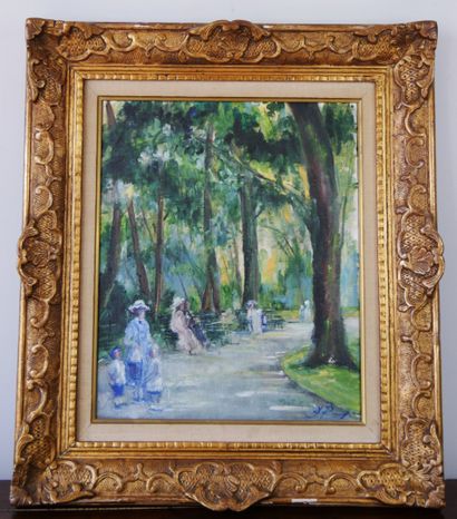 null French school of the XXth century 

An afternoon in the park 

Oil on canvas...