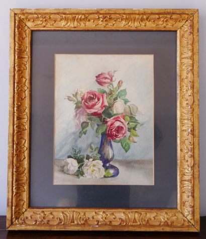 null School of the XXth century 

The Roses 

Unsigned watercolor on paper. Bearing...