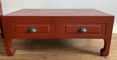 CHINA 
Red lacquered wood television cabinet...