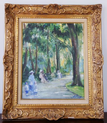 null French school of the XXth century 

An afternoon in the park 

Oil on canvas...