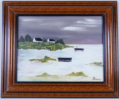  French school of the XXth century 
Breton landscape 
Oil on canvas signed J Pierre...