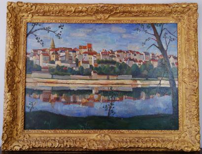 null Charles POLLACI (1907-1989)

Ville au bord de la rivière 

Huile sur toile signée...