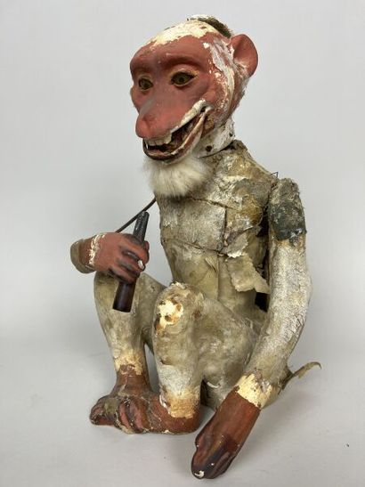 null ROULLET DECAMPS

Sitting monkey smoker 

Mechanical automaton, the cardboard...