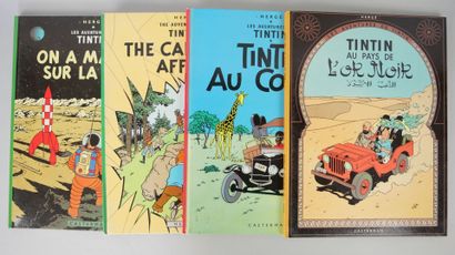null Lot de 20 bandes dessinées TINTIN en français et en anglais. Éditions CASTERMAN...