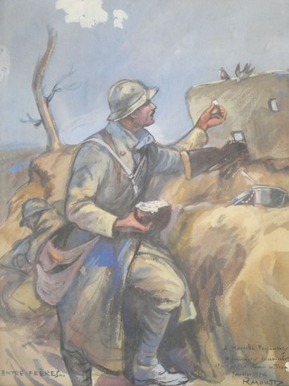 null Raymond MORITZ (1891-1950)

Between brothers or Soldier giving food to birds

Watercolor...