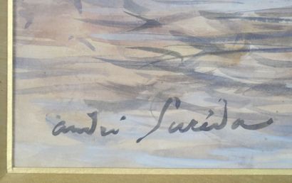 null André SURÉDA (1872-1930)

Mediterranean port 

Watercolor and pencil on paper...