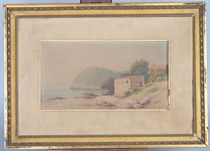 null César MASCARELLI (1845-1904) 

Mediterranean landscape 

Watercolor on paper...