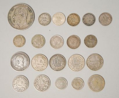 Set of 21 Foreign Silver Coins. 
3-Belgium:...