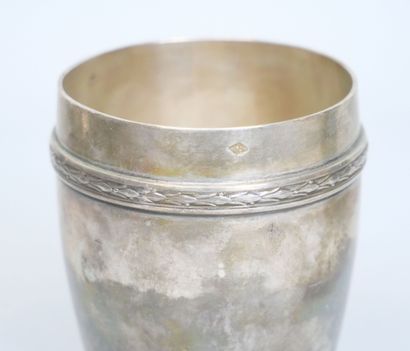 null Timbale out of silver 925 thousandths plain with decoration of a frieze of stylized...