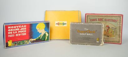 null Lot de jeux anciens comprenant : 

Cubes ABC illustrés, jeu instructif et amusant....