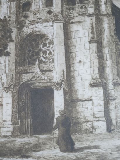 null Léon DALLEMAGNE (1837-1907) 

Portail d'église

Gravure en noir signée dans...