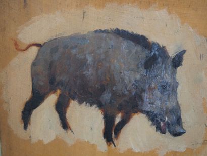 null André MARCHAND (1877-1951) 

Study of wild boars 

Oil and pencil on panel 

35...