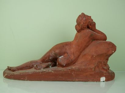 null Sculpture in plaster with a patina imitating terracotta representing a woman...