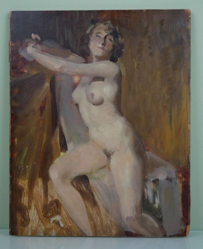 null School of the beginning of the XXth century 

Nude Study 

Oil on panel

37...