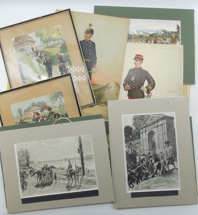 [MILITARY]. Set of 12 plates from magazines,...