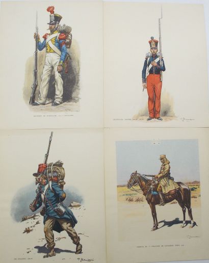 null [MILITARY-FOREIGN LEGION]. Set of 26 plates on cream paper and in black and...