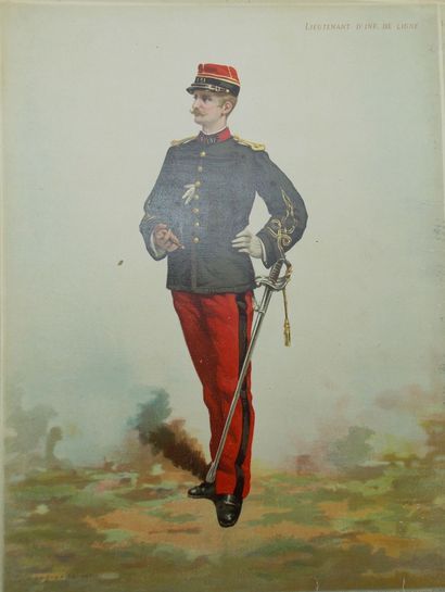 null [MILITARY]. Set of 12 plates from magazines, color, black and white and 2 Journals.

Régamey...