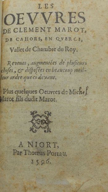 null MAROT (Clément). Les Oeuvres de Clément Marot, de Cahors, en Querci, Vallet...