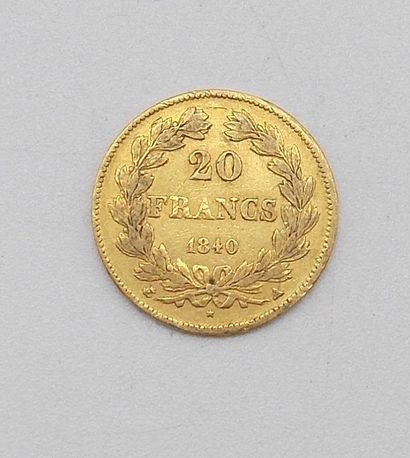 null Une pièce de 20 Francs Or, Louis Philippe I, 1840 A.

Poids : 6,42grs.



Estimation...