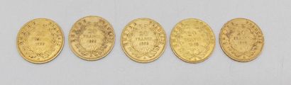 null Cinq pièces de 20 Francs Or, Napoléon, tête nue, 1858 A.

Poids : 31,91grs.



Estimation...
