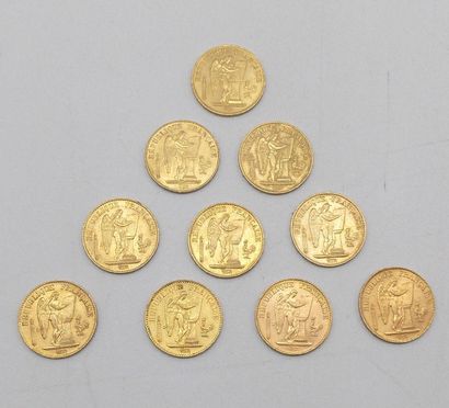 null Dix pièces de 20 Francs Or, au Génie, IIIème République.

1871 (x2), 1875, 1876...