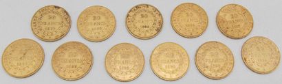 null Onze pièces de 20 Francs Or, au Génie, IIIème République.

1893, 1894, 1895...