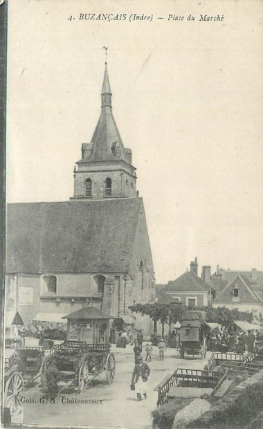 null 12 MARKET POSTCARDS: Indre selection. "Buzançais-Place du Marché, Chabris-La...