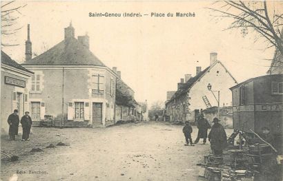 null 4 INDRE POSTCARDS: Selection. "16-Ecueille-Place de la Mairie (Small plan-Gypsy...