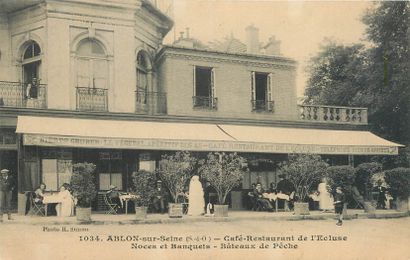 null 13 POSTCARDS CAFES-RESTAURANTS-HOTELS : Val de Marne selection. Ablon sur Seine-Café...