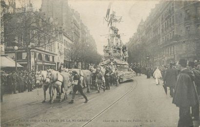 null 10 POSTCARDS MI-CAREME : Paris. "4cp-1905: Carriage of the Auto seen in profile,...