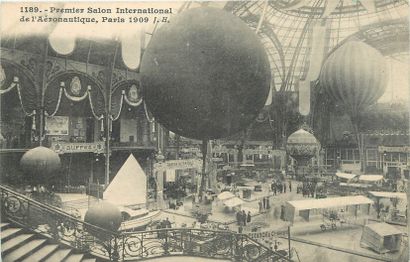 null 10 POSTCARDS LOCOMOTION: Paris. "First Aeronautical Show 1909 (Balloons), The...