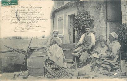 null 3 POST CARDS : Selection. "Ciron (Indre) - Farm Interior (single back, written...