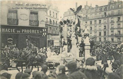 null 10 POSTCARDS MI-CAREME : Paris. "4cp-1905: Carriage of the Auto seen in profile,...