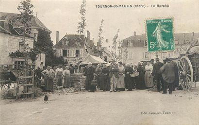 null 12 CARTES POSTALES MARCHES : Sélection Indre. " Buzançais-Place du Marché, Chabris-La...