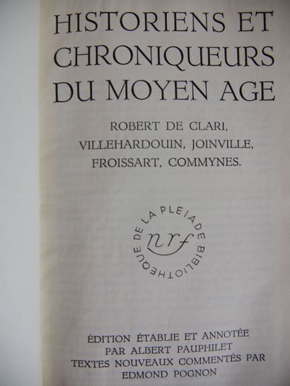 null BIBLIOTHEQUE DE LA PLEIADE (un volume) :

Collectif

Historiens et chroniqueurs...