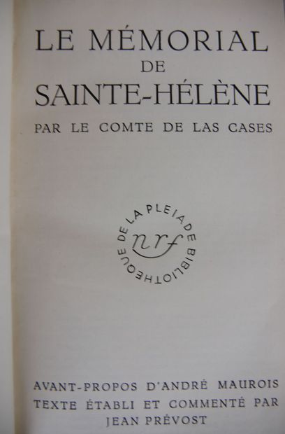 null BIBLIOTHEQUE DE LA PLEIADE (deux volumes) :

Las Cases

Mémorial de Saint Hélène

Gallimard,...