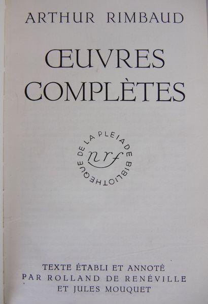 null BIBLIOTHEQUE DE LA PLEIADE (un volume) :

Arthur Rimbaud

Oeuvres complètes...