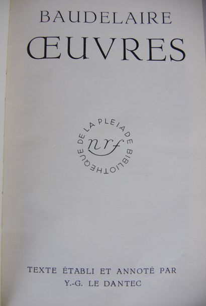 null BIBLIOTHEQUE DE LA PLEIADE (un volume) :

Charles Baudelaire

Oeuvres complètes...