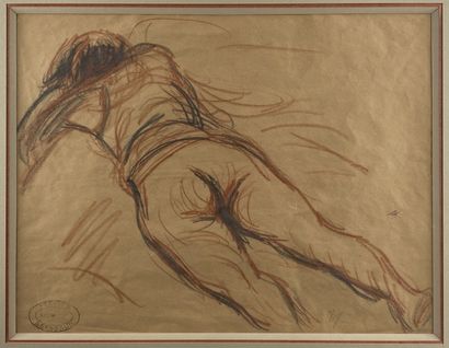 null René SEYSSAUD (1867-1952)

Reclining Nude 

Charcoal and red chalk on paper...