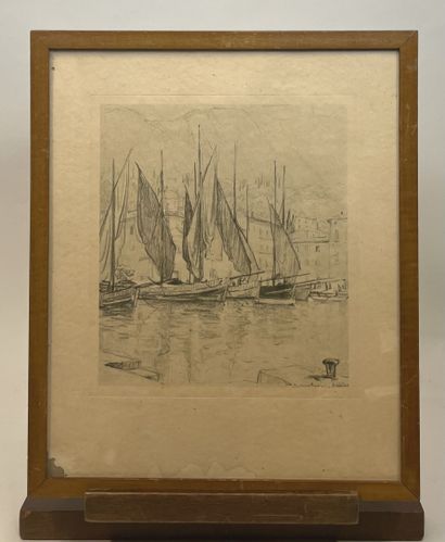 Robert SANTERNE (1903-1983) 
Sailboats 
Engraving...