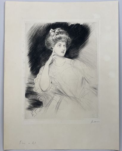 null Paul-César HELLEU (1859-1927)

Madame Dublé (?) . 

Drypoint on cream wove paper....