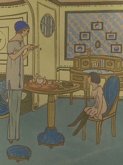 null Georges LEPAPE (1887-1971) d'après 

Le gouter 

Lithographie en couleur signée...