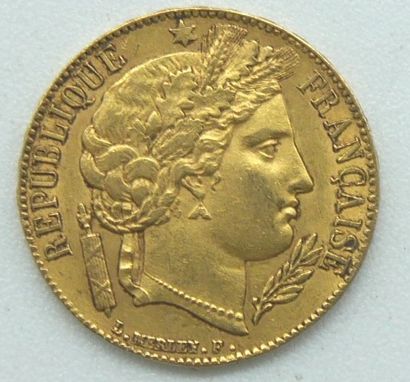 Une pièce de 20 Francs Or, Cérès, 1851 A....