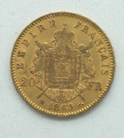 null Une pièce de 20 Francs Or, Napoléon, tête laurée, 1869 BB.

Poids : 6,42grs.



Estimation...