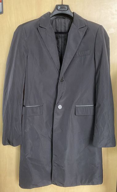 null VERSACE COLLECTION, Mid-length black waterproof coat, size 48 (Italian size),...