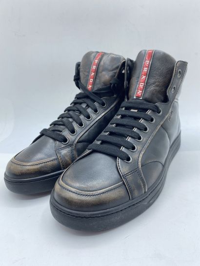 null PRADA, Pair of sneakers model "Vitello Vintag" black, size 7 (UK size is 40...