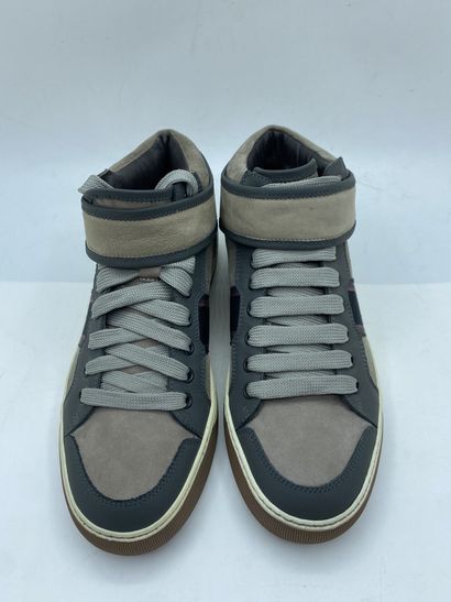 null LANVIN, Pair of sneakers model "Basket Mi Haute Velcro V. Velvet & V. Go effect"...